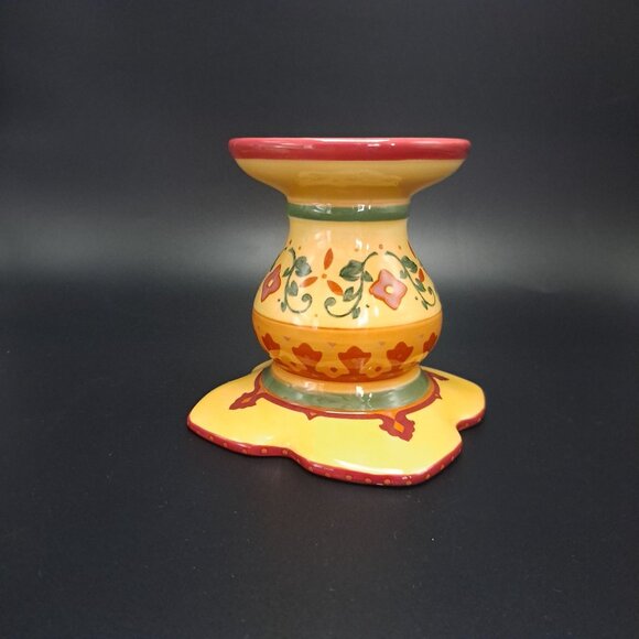Partylite Tuscan Bohemian Spice Candle Taper Holder Ceramic Floral Design - Picture 1 of 12